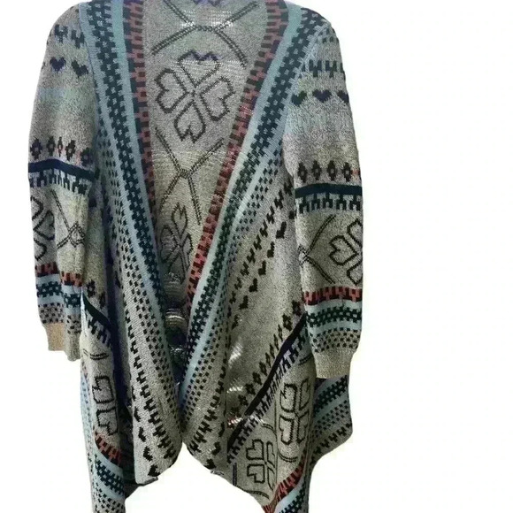 TCEC Aztec style print drape like cardigan - Picture 3 of 5